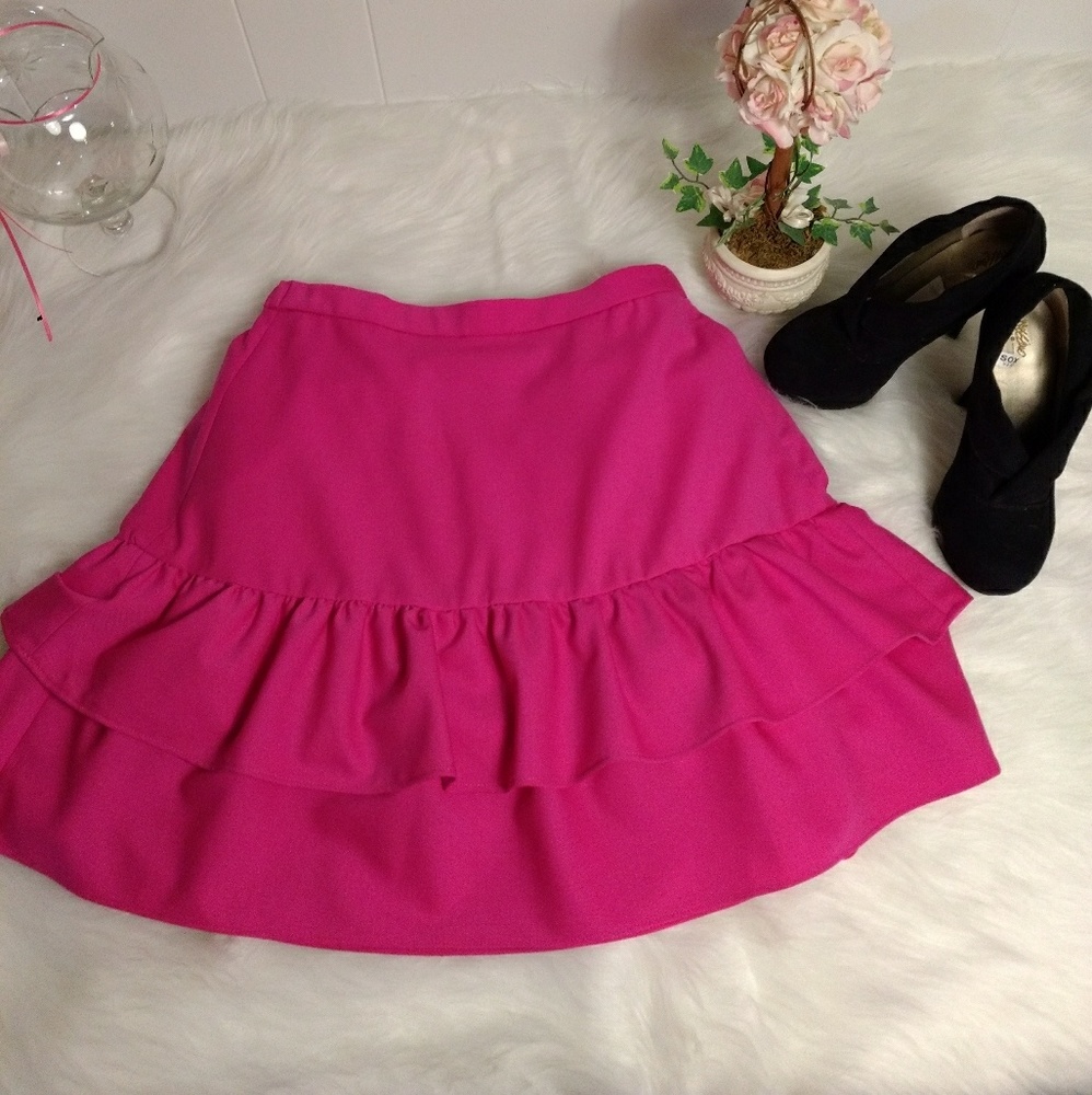 Jcrew wool flannel ruffle skirt vintage berry - Picture 2 of 6